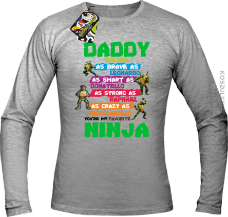 Daddy you are as brave as Leonardo Ninja Turtles - Longsleeve męski melanż 