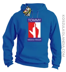 Tommy Middle Finger - Bluza męska z kapturem  niebieska