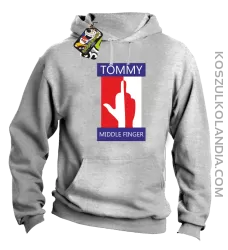 Tommy Middle Finger - Bluza męska z kapturem melanż 