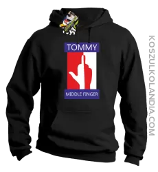 Tommy Middle Finger - Bluza męska z kapturem czarna 