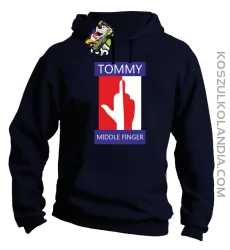 Tommy Middle Finger - Bluza męska z kapturem granat