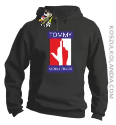 Tommy Middle Finger - Bluza męska z kapturem  szara