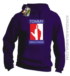 Tommy Middle Finger - Bluza męska z kapturem fiolet 