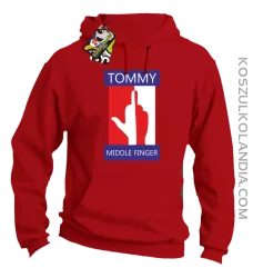 Tommy Middle Finger - Bluza męska z kapturem czerwona 