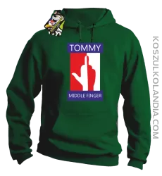 Tommy Middle Finger - Bluza męska z kapturem zielona 
