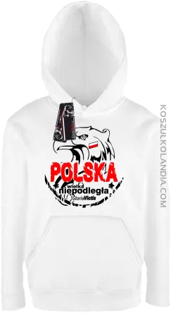 Polska Wielka Niepodległa - Bluza dziecięca z kapturem biała 