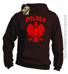 Polska - Bluza męska z kapturem brąz 