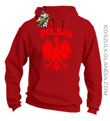 Polska - Bluza męska z kapturem czerwona 