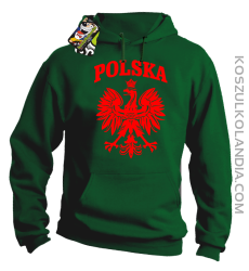 Polska - Bluza męska z kapturem zielona 