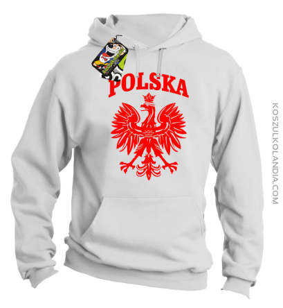 Polska - Bluza męska z kapturem biala 
