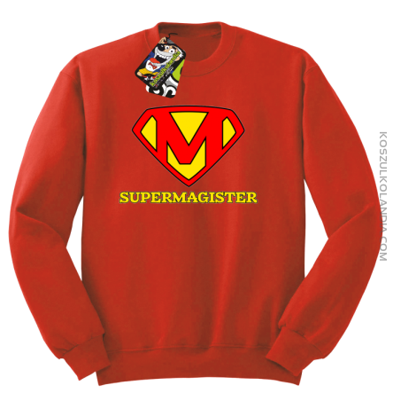 Zajefajny magister ala superman - bluza męska bez kaptura czerwona