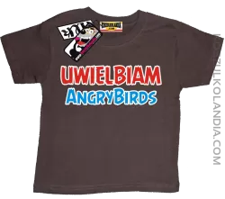 Uwielbiam Angrybirds - odlotowa koszulka dziecięca- brązowy