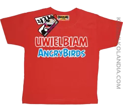 Uwielbiam Angrybirds - odlotowa koszulka dziecięca - czerwony