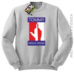 Tommy Middle Finger - Bluza męska standard bez kaptura melanż 