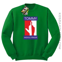 Tommy Middle Finger - Bluza męska standard bez kaptura zielona 