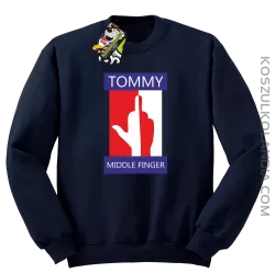 Tommy Middle Finger - Bluza męska standard bez kaptura granat
