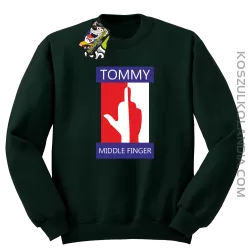 Tommy Middle Finger - Bluza męska standard bez kaptura butelkowa 