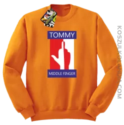 Tommy Middle Finger - Bluza męska standard bez kaptura pomarańcz 