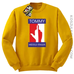 Tommy Middle Finger - Bluza męska standard bez kaptura żołta 