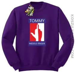 Tommy Middle Finger - Bluza męska standard bez kaptura fiolet 