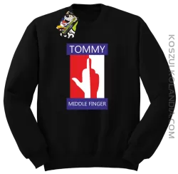 Tommy Middle Finger - Bluza męska standard bez kaptura czarna 
