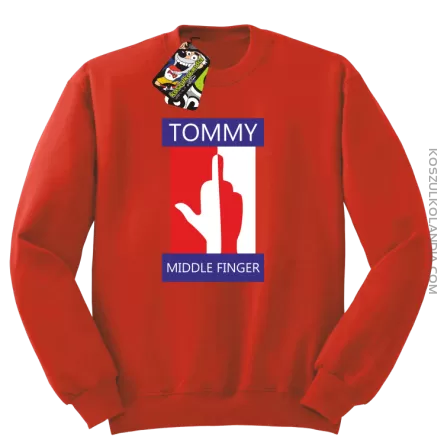 Tommy Middle Finger - Bluza męska standard bez kaptura czerwona 