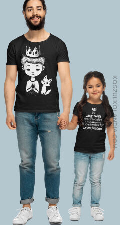Komplet koszulki 2 sztuki - Mały Książe z liskiem Cytat Dla całego świata możesz być nikim, dla kogoś możesz być całym światem