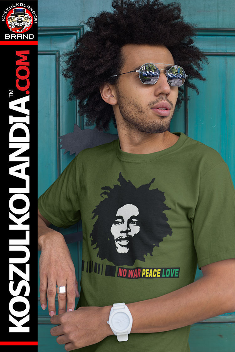 NO WAR PEACE LOVE Bob Marley - koszulka męska