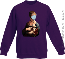 Dama z Gronostajem w okresie pandemii koronawirusa - bluza bez kaptura dziecięca standard fioletowa