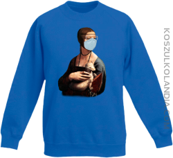 Dama z Gronostajem w okresie pandemii koronawirusa - bluza bez kaptura dziecięca standard niebieska