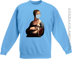 Dama z Gronostajem w okresie pandemii koronawirusa - bluza bez kaptura dziecięca standard błękitna