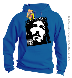 Jezus Chrystus Umarł na krzyżu za grzechy nasze - Bluza męska z kapturem niebieska 