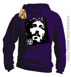 Jezus Chrystus Umarł na krzyżu za grzechy nasze - Bluza męska z kapturem fioletowa 