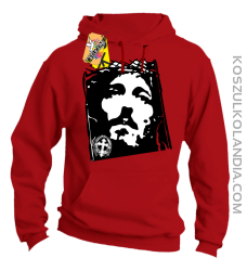 Jezus Chrystus Umarł na krzyżu za grzechy nasze - Bluza męska z kapturem czerwona 