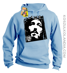 Jezus Chrystus Umarł na krzyżu za grzechy nasze - Bluza męska z kapturem błękitna 