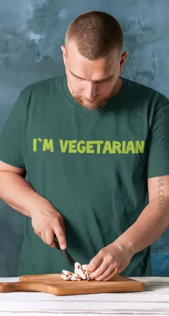 I`m Vegetarian - koszulka męska z nadrukiem zielona