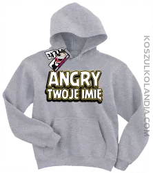 Angry + Twoje imię - bluza dziecięca z kapturem - melanżowy