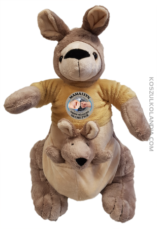 Pluszak Kangurek z małym kangurkiem w koszulce z napisem MAMA I Syn 40cm