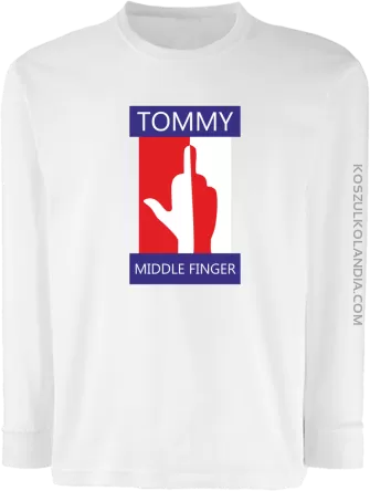 Tommy Middle Finger - Longsleeve dziecięcy biała 