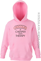 Chocolate is cheaper than therapy - Bluza dziecięca z kapturem jasny róż 