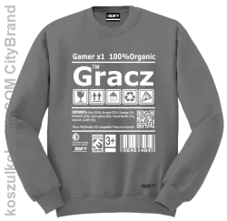 Gracz GAMER - bluza bez kaptura STANDARD męska SZARA