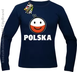 POLSKA emotikon dwukolorowy-Longsleeve męski granatowy