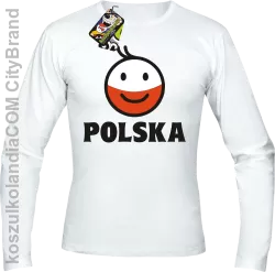 POLSKA emotikon dwukolorowy-Longsleeve męski biały