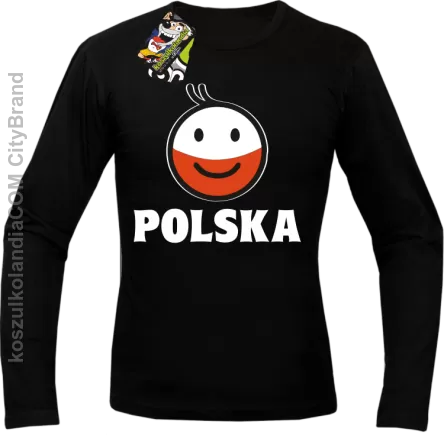 POLSKA emotikon dwukolorowy-Longsleeve męski czarny