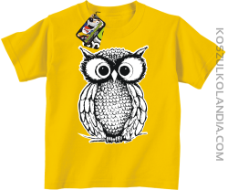 Mądra sowa ART - koszulka dziecięca żółta 