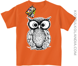 Mądra sowa ART - koszulka dziecięca pomarańcz 