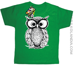 Mądra sowa ART - koszulka dziecięca zielona 