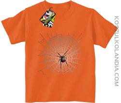 Pajęczyna z pająkiem - koszulka dziecięca pomarańczowa