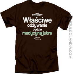 Właściwe odżywianie będzie medycyną jutra - koszulka męska brązowa