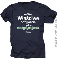 Właściwe odżywianie będzie medycyną jutra - koszulka męska granatowa